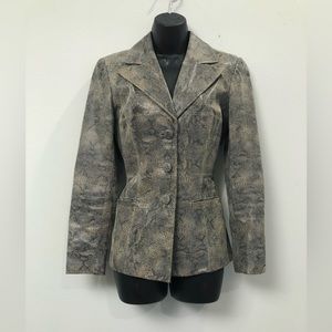 Very Rare Vintage Bebe Snake Print Embossed Leather Blazer Jacket Size S